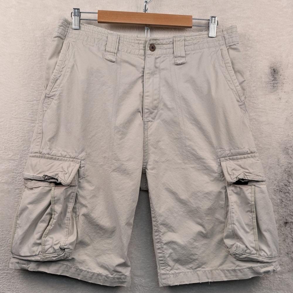 VTG Nautica Jeans Co. Cargo Shorts Men's 36 Beige 12" Relaxed Paratrooper Y2K